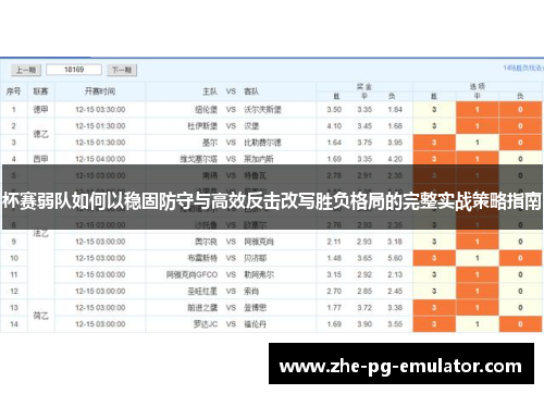 杯赛弱队如何以稳固防守与高效反击改写胜负格局的完整实战策略指南